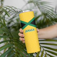 Jamaica Football Custom Skinny Tumbler Gold Ethnic Motifs - Wonder Print Shop