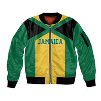 Jamaica Football Custom Sleeve Zip Bomber Jacket Gold Ethnic Motifs - Wonder Print Shop
