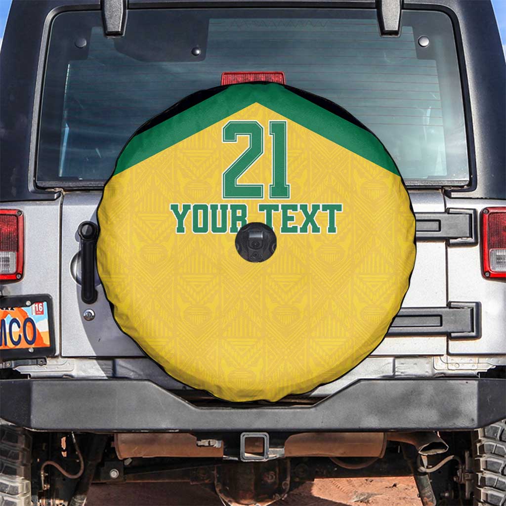 Jamaica Football Custom Spare Tire Cover Gold Ethnic Motifs - Wonder Print Shop