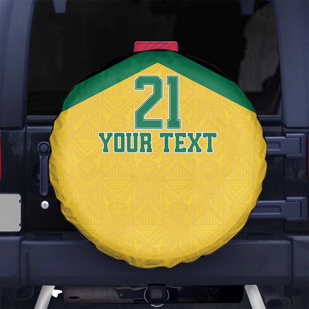 Jamaica Football Custom Spare Tire Cover Gold Ethnic Motifs - Wonder Print Shop