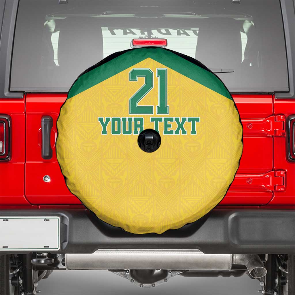 Jamaica Football Custom Spare Tire Cover Gold Ethnic Motifs - Wonder Print Shop