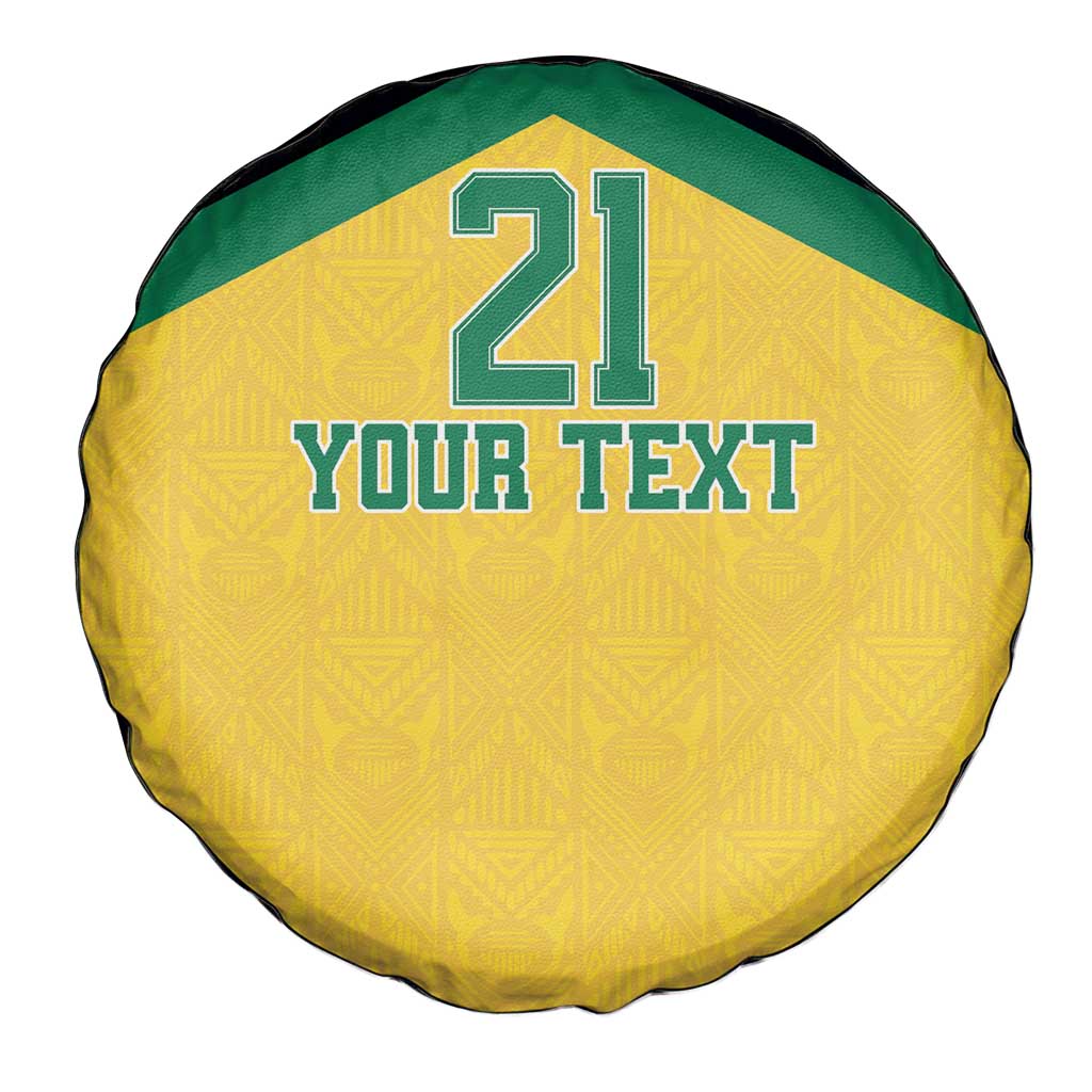Jamaica Football Custom Spare Tire Cover Gold Ethnic Motifs - Wonder Print Shop