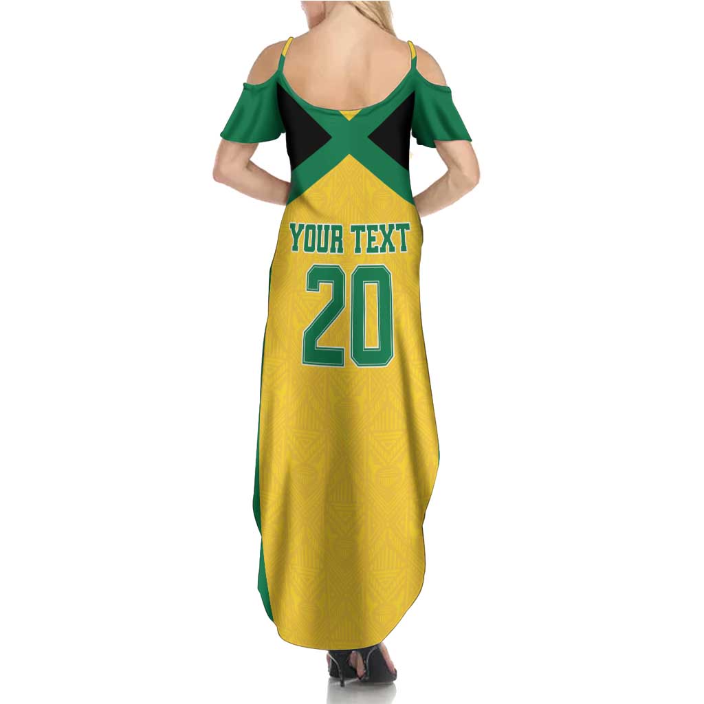 Jamaica Football Custom Summer Maxi Dress Gold Ethnic Motifs - Wonder Print Shop