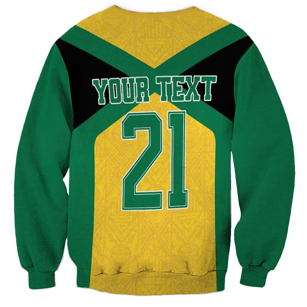 Jamaica Football Custom Sweatshirt Gold Ethnic Motifs - Wonder Print Shop
