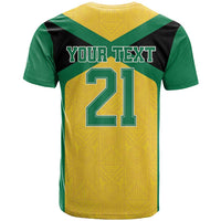 Jamaica Football Custom T Shirt Gold Ethnic Motifs - Wonder Print Shop