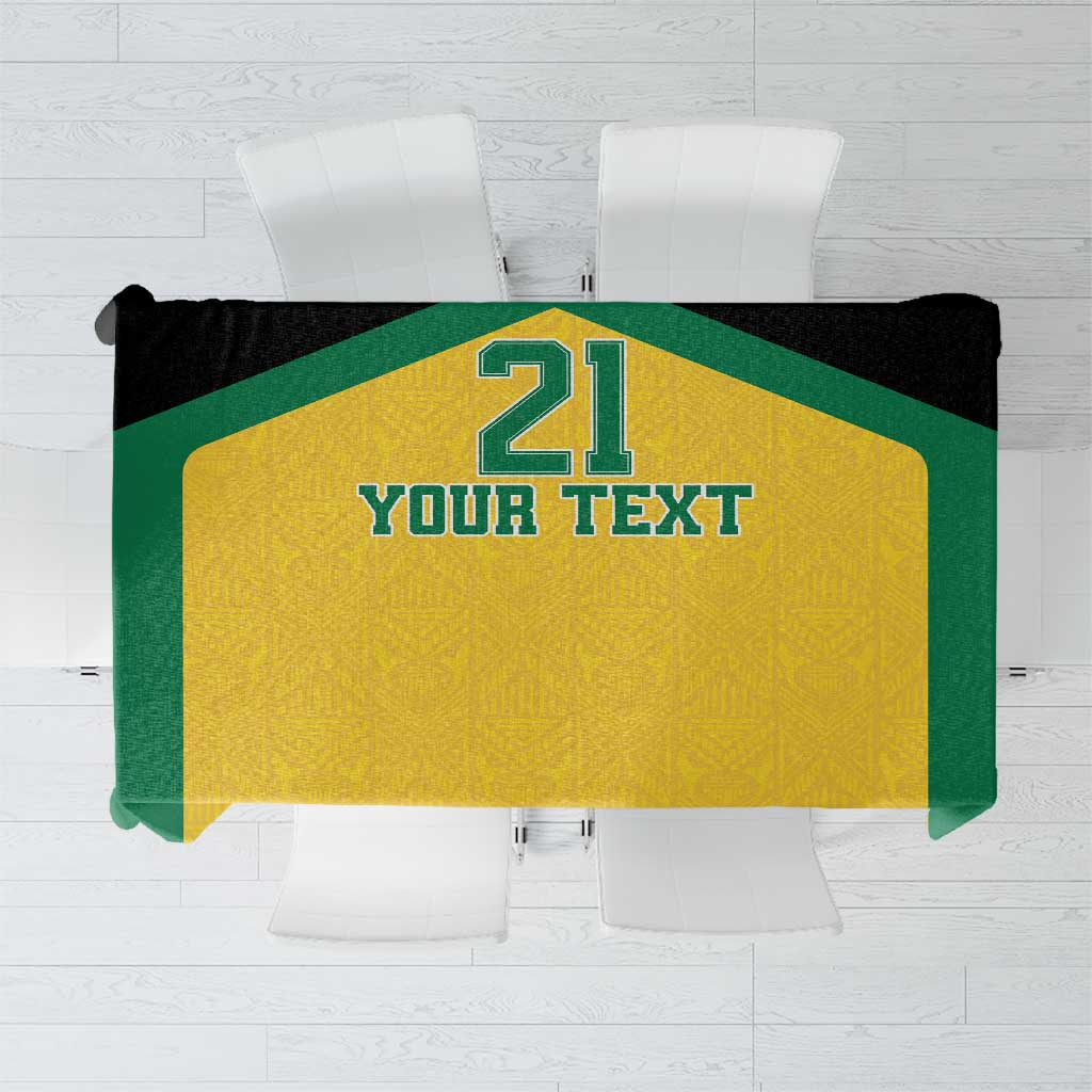 Jamaica Football Custom Tablecloth Gold Ethnic Motifs - Wonder Print Shop