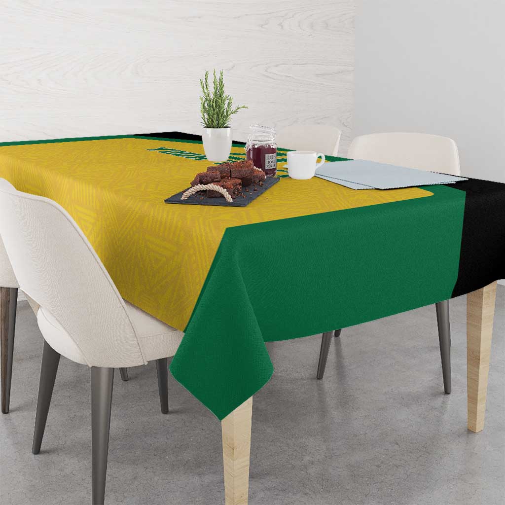 Jamaica Football Custom Tablecloth Gold Ethnic Motifs - Wonder Print Shop