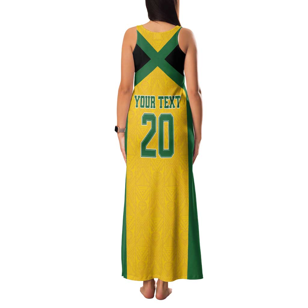 Jamaica Football Custom Tank Maxi Dress Gold Ethnic Motifs - Wonder Print Shop