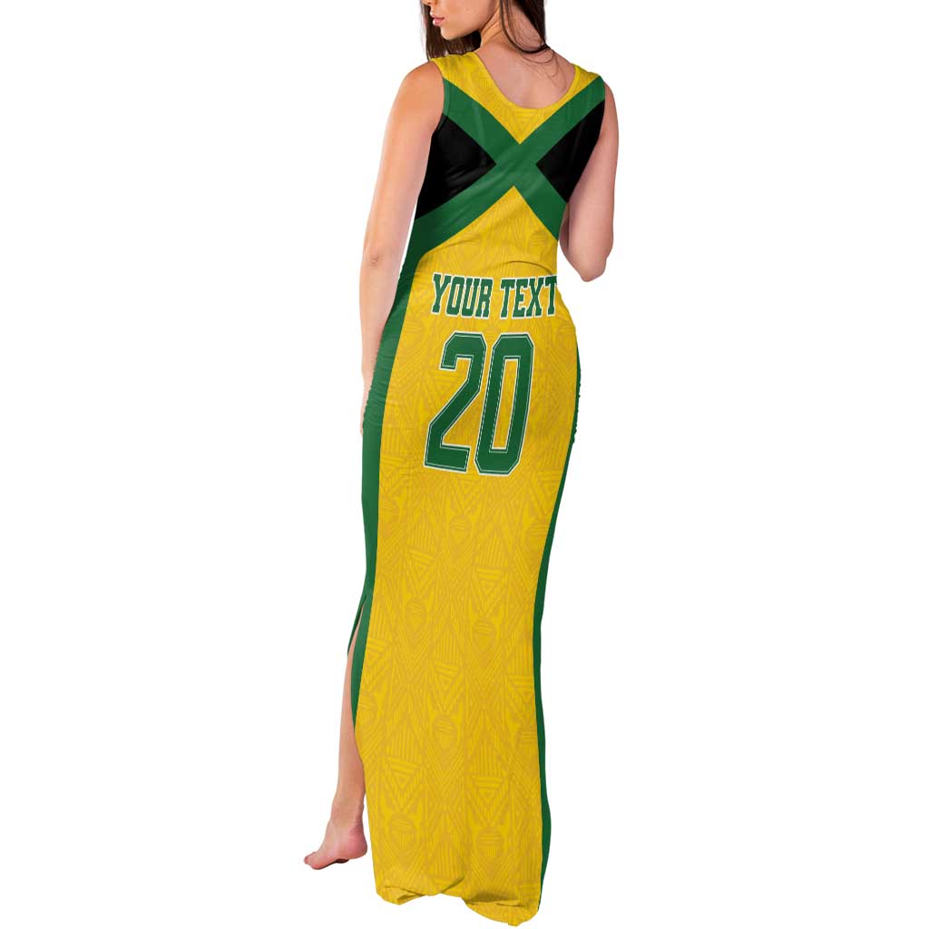 Jamaica Football Custom Tank Maxi Dress Gold Ethnic Motifs - Wonder Print Shop