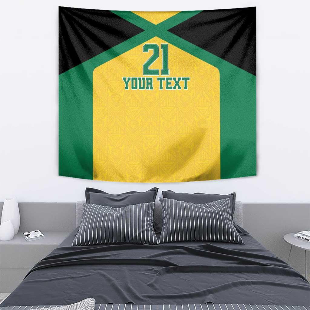 Jamaica Football Custom Tapestry Gold Ethnic Motifs - Wonder Print Shop