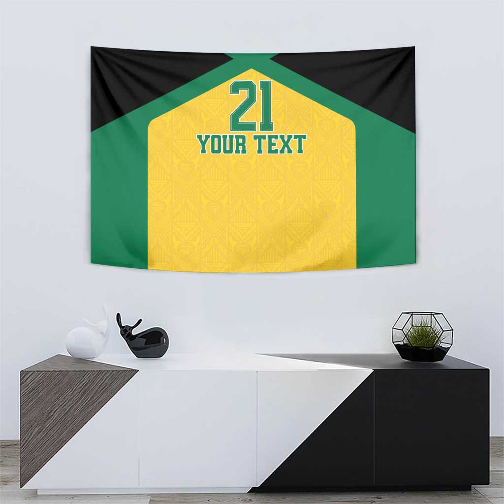 Jamaica Football Custom Tapestry Gold Ethnic Motifs - Wonder Print Shop