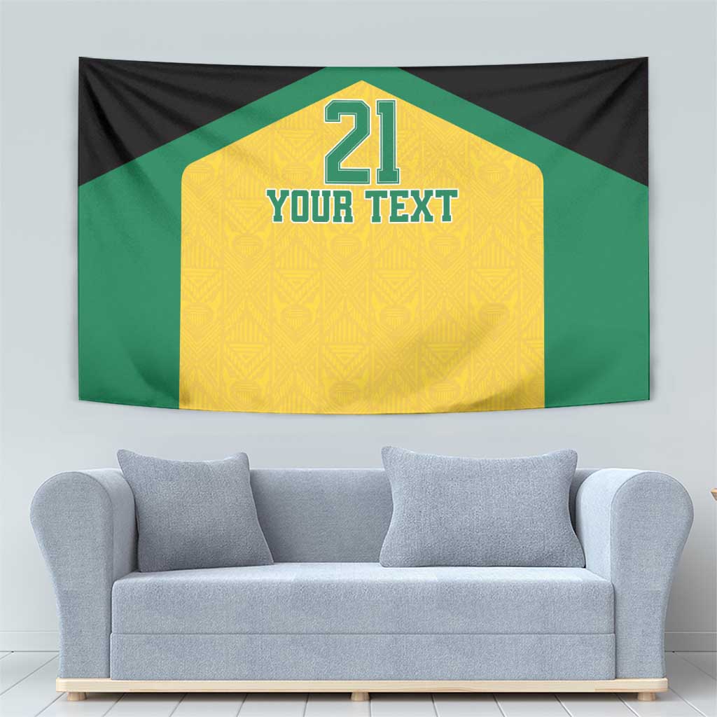 Jamaica Football Custom Tapestry Gold Ethnic Motifs - Wonder Print Shop