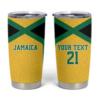Jamaica Football Custom Tumbler Cup Gold Ethnic Motifs - Wonder Print Shop