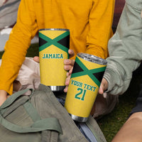 Jamaica Football Custom Tumbler Cup Gold Ethnic Motifs - Wonder Print Shop