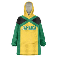 Jamaica Football Custom Wearable Blanket Hoodie Gold Ethnic Motifs - Wonder Print Shop