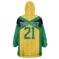 Jamaica Football Custom Wearable Blanket Hoodie Gold Ethnic Motifs - Wonder Print Shop