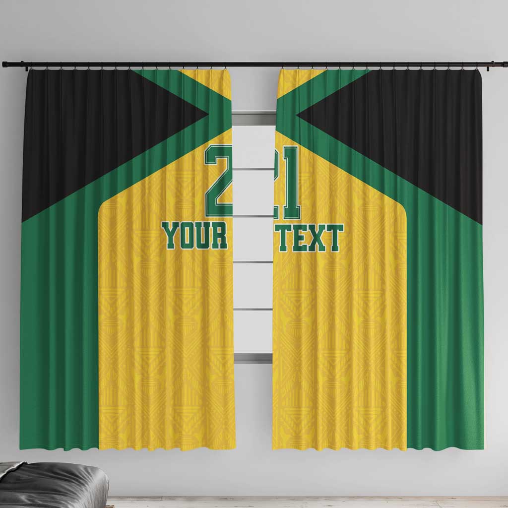 Jamaica Football Custom Window Curtain Gold Ethnic Motifs - Wonder Print Shop