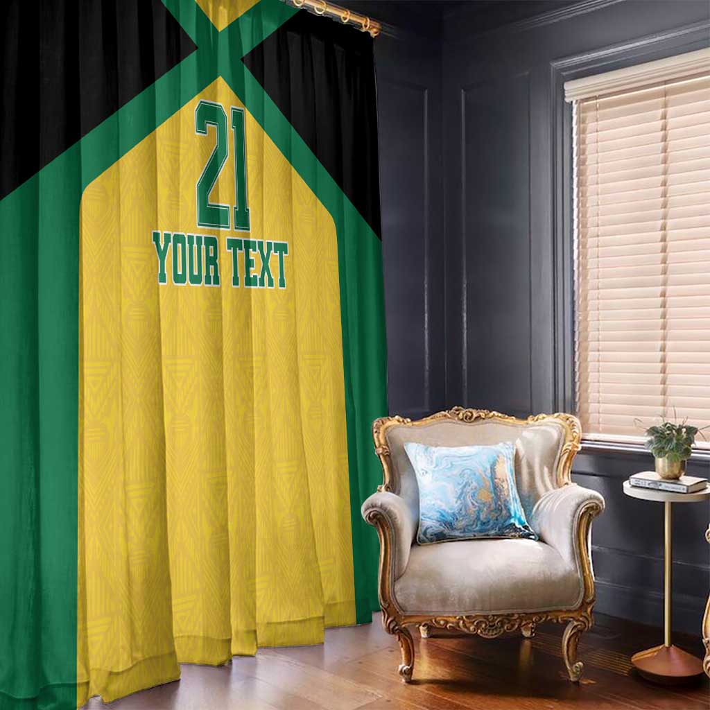 Jamaica Football Custom Window Curtain Gold Ethnic Motifs - Wonder Print Shop