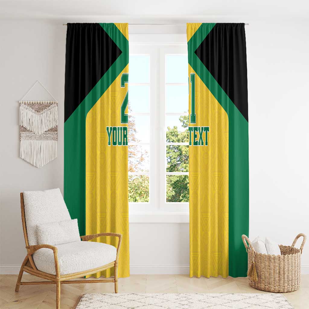 Jamaica Football Custom Window Curtain Gold Ethnic Motifs - Wonder Print Shop