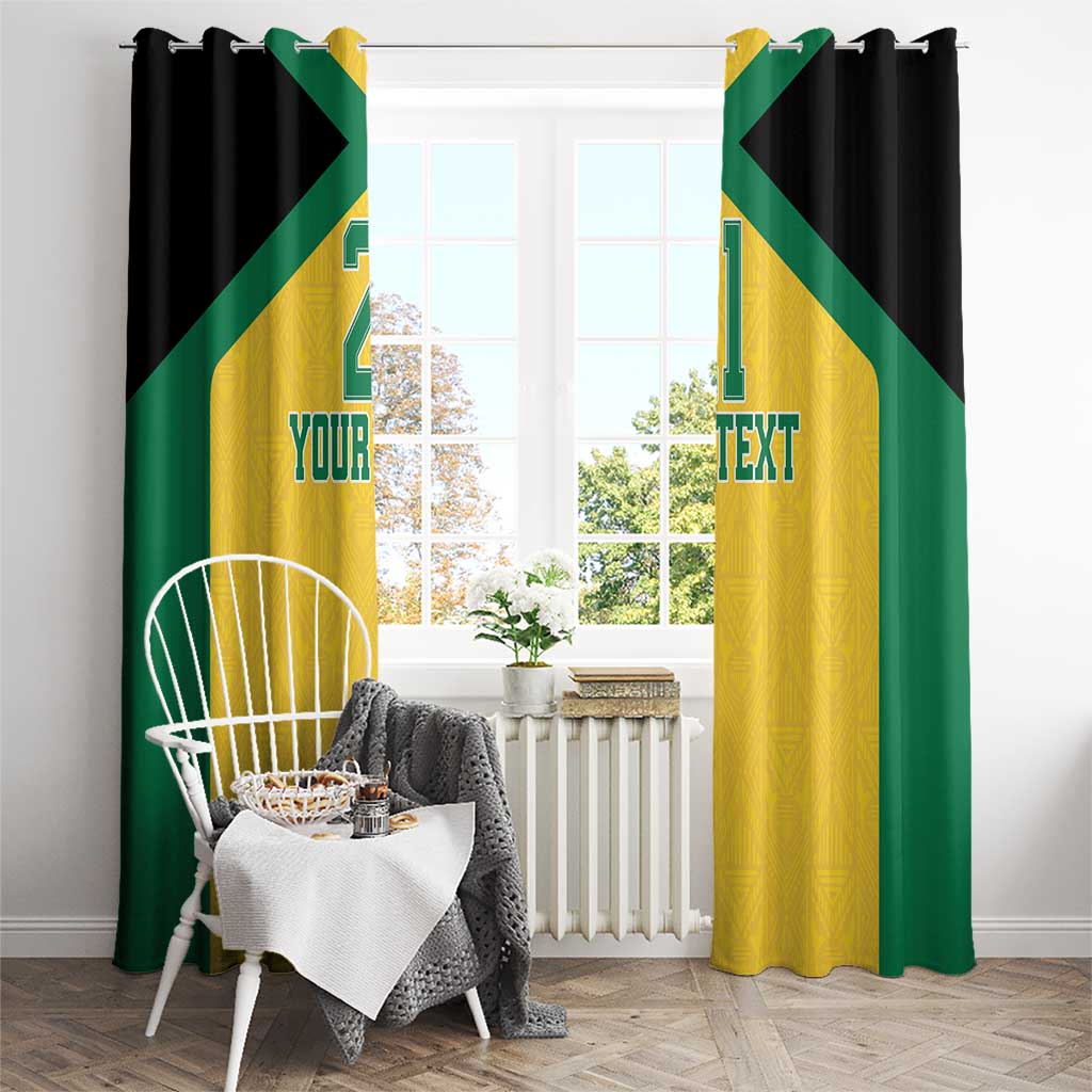 Jamaica Football Custom Window Curtain Gold Ethnic Motifs - Wonder Print Shop
