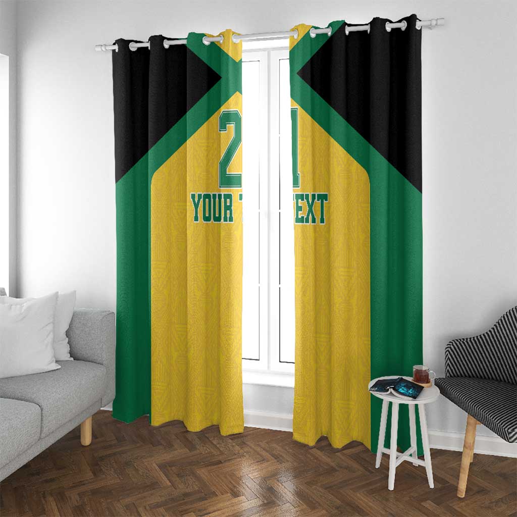 Jamaica Football Custom Window Curtain Gold Ethnic Motifs - Wonder Print Shop
