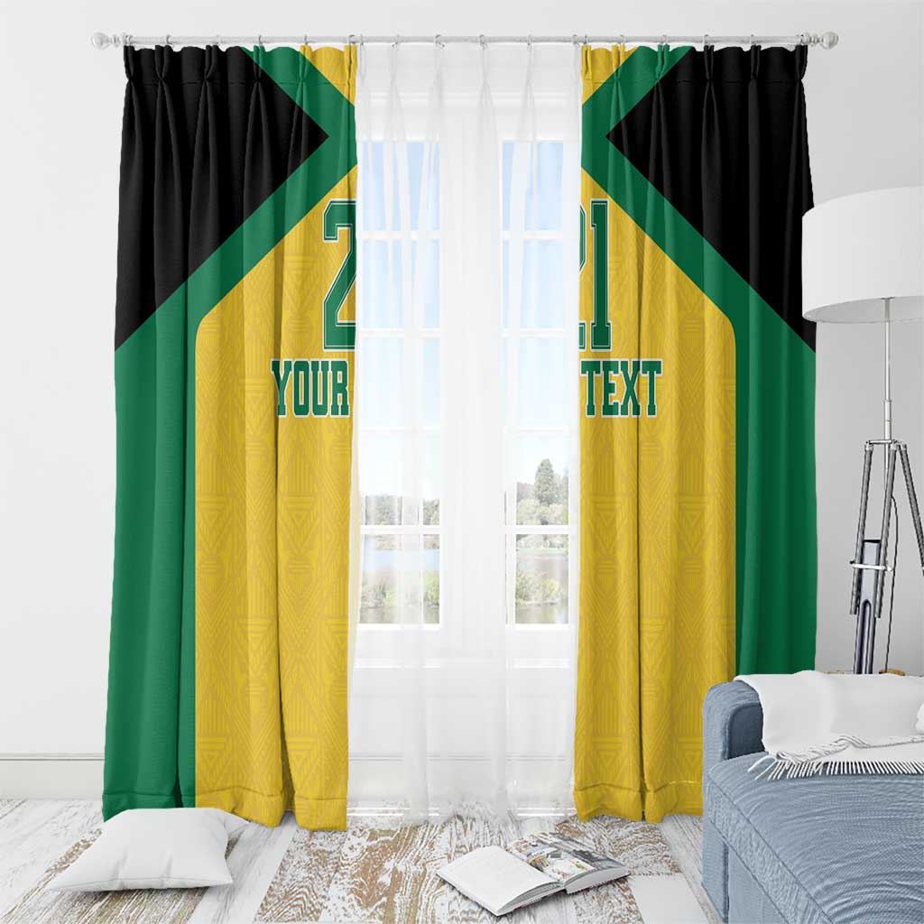 Jamaica Football Custom Window Curtain Gold Ethnic Motifs - Wonder Print Shop
