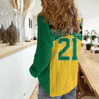 Jamaica Football Custom Women Casual Shirt Gold Ethnic Motifs - Wonder Print Shop