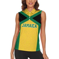 Jamaica Football Custom Women Sleeveless Polo Shirt Gold Ethnic Motifs - Wonder Print Shop