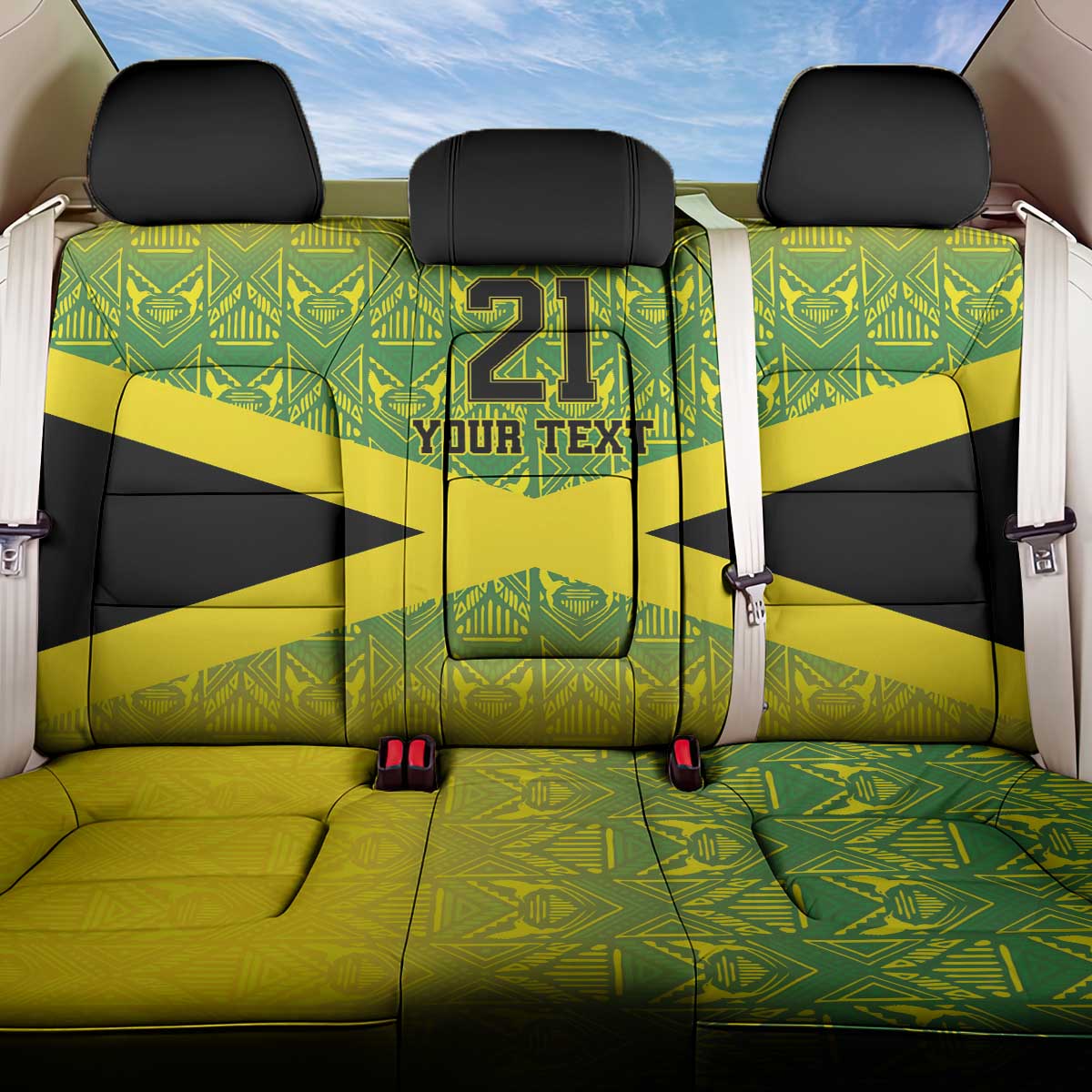 Custom Jamaica Reggae Boyz Back Car Seat Cover With Traditional Pattern LT9 - Wonder Print Shop