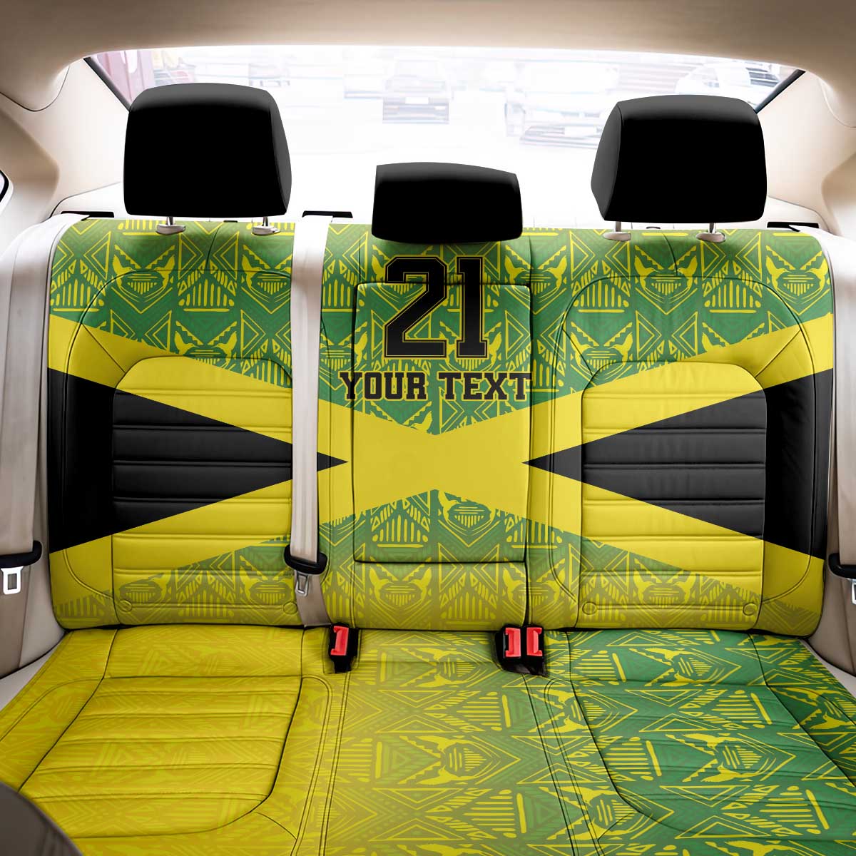 Custom Jamaica Reggae Boyz Back Car Seat Cover With Traditional Pattern LT9 - Wonder Print Shop