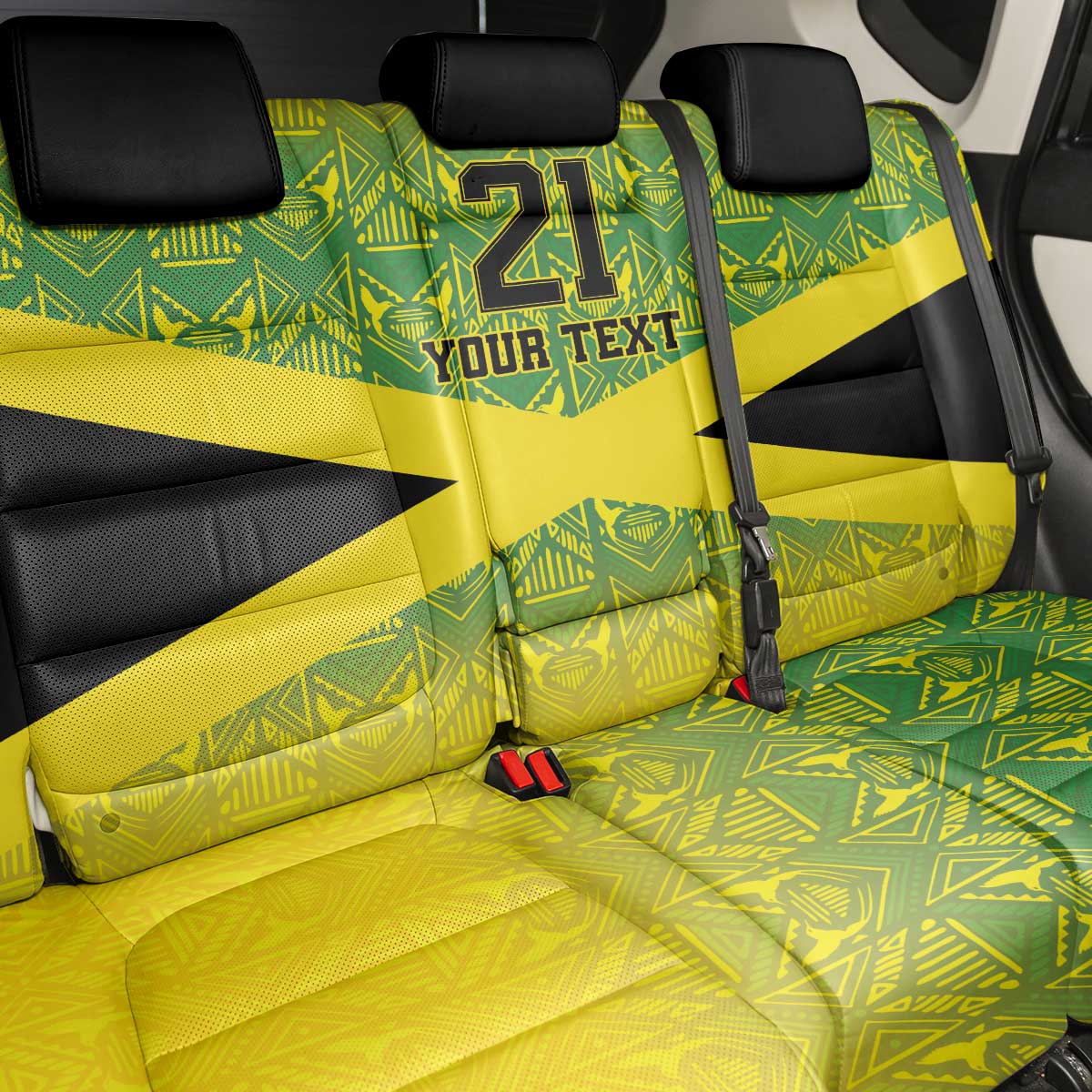 Custom Jamaica Reggae Boyz Back Car Seat Cover With Traditional Pattern LT9 - Wonder Print Shop