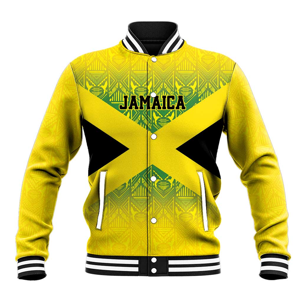 Custom Jamaica Reggae Boyz Baseball Jacket With Traditional Pattern LT9 - Wonder Print Shop