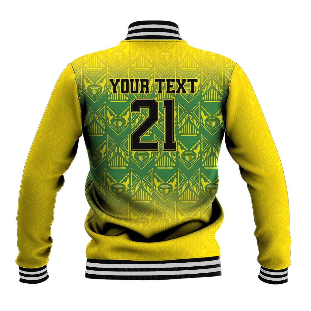 Custom Jamaica Reggae Boyz Baseball Jacket With Traditional Pattern LT9 - Wonder Print Shop