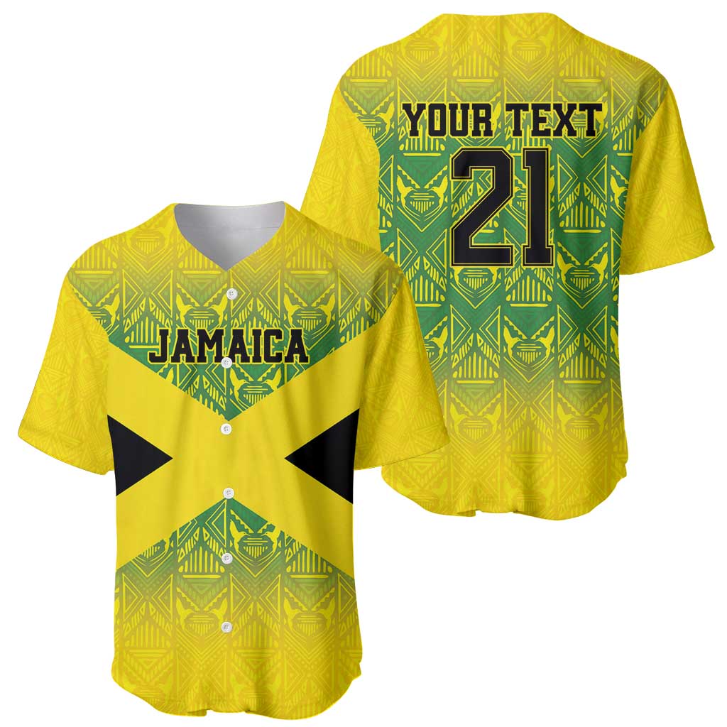 Custom Jamaica Reggae Boyz Baseball Jersey With Traditional Pattern LT9 - Wonder Print Shop
