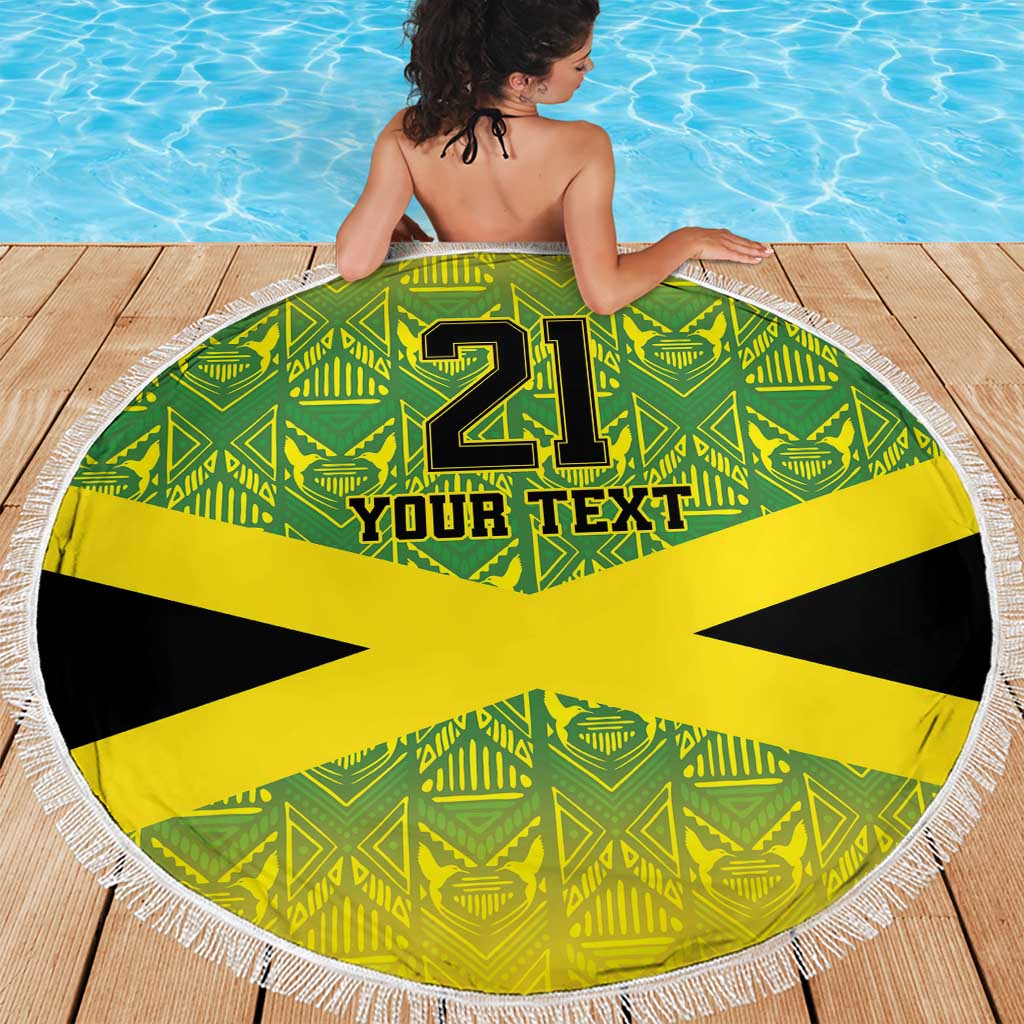 Custom Jamaica Reggae Boyz Beach Blanket With Traditional Pattern LT9 - Wonder Print Shop