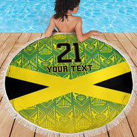 Custom Jamaica Reggae Boyz Beach Blanket With Traditional Pattern LT9 - Wonder Print Shop
