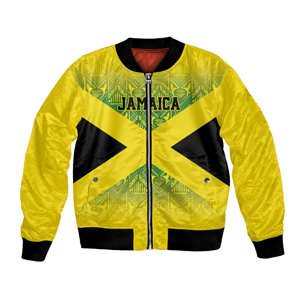 Custom Jamaica Reggae Boyz Bomber Jacket With Traditional Pattern LT9 - Wonder Print Shop