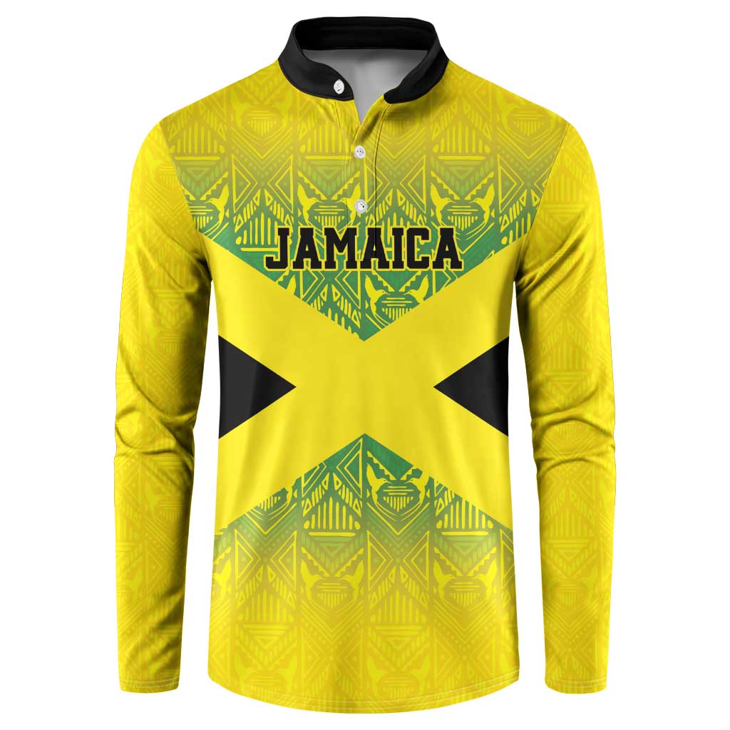 Custom Jamaica Reggae Boyz Button Sweatshirt With Traditional Pattern LT9 - Wonder Print Shop