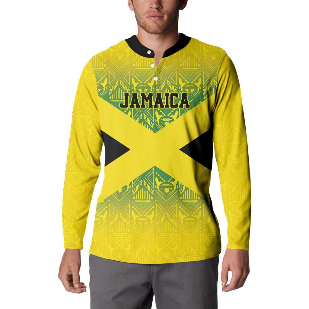 Custom Jamaica Reggae Boyz Button Sweatshirt With Traditional Pattern LT9 - Wonder Print Shop