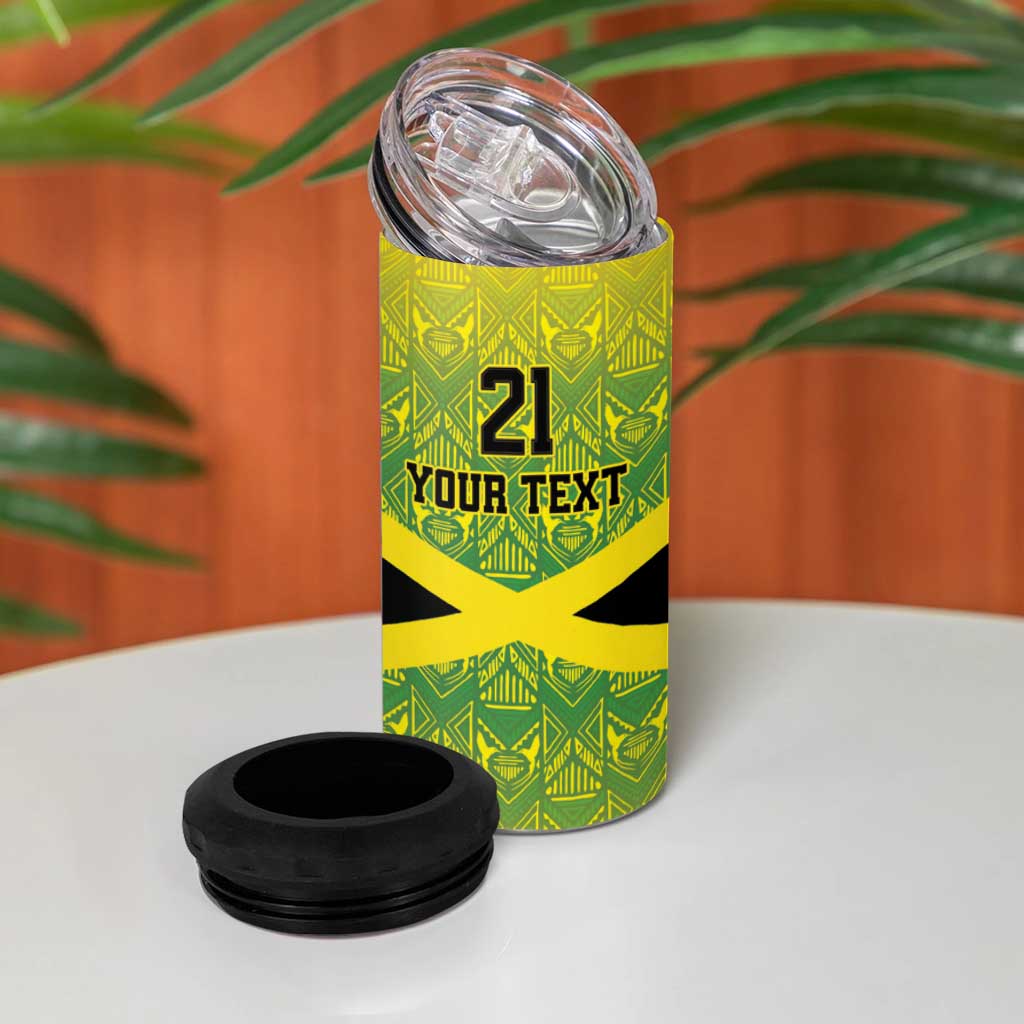 Custom Jamaica Reggae Boyz 4 in 1 Can Cooler Tumbler With Traditional Pattern LT9 - Wonder Print Shop