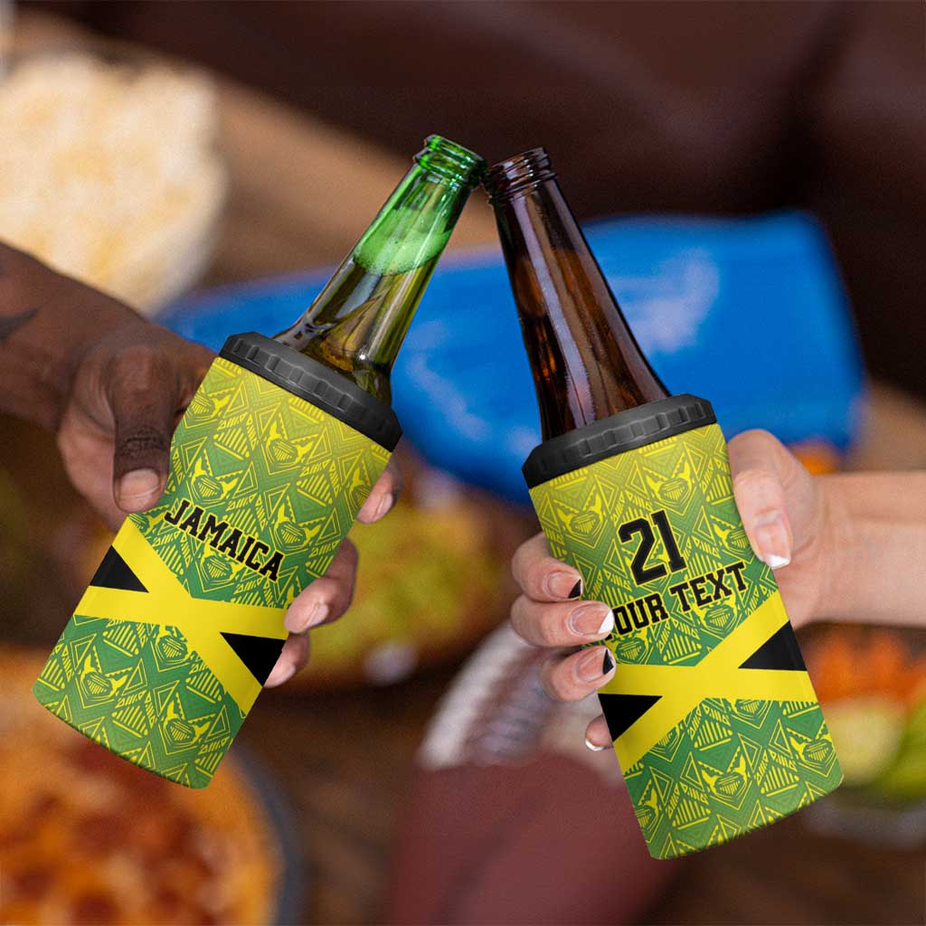 Custom Jamaica Reggae Boyz 4 in 1 Can Cooler Tumbler With Traditional Pattern LT9 - Wonder Print Shop