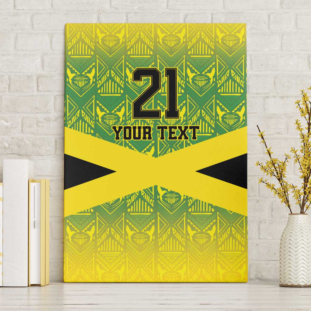 Custom Jamaica Reggae Boyz Canvas Wall Art With Traditional Pattern LT9 - Wonder Print Shop