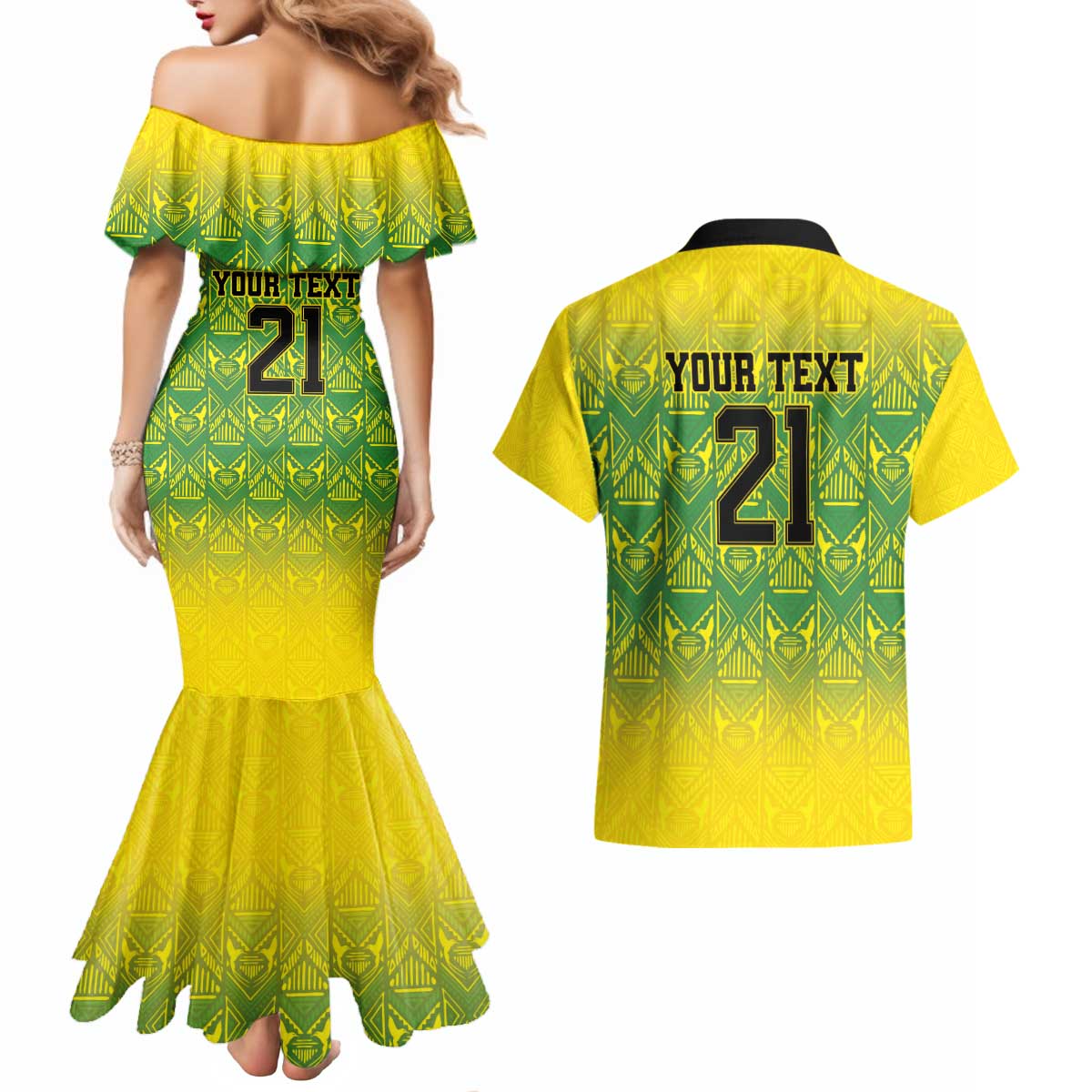Custom Jamaica Reggae Boyz Couples Matching Mermaid Dress and Hawaiian Shirt With Traditional Pattern LT9 - Wonder Print Shop