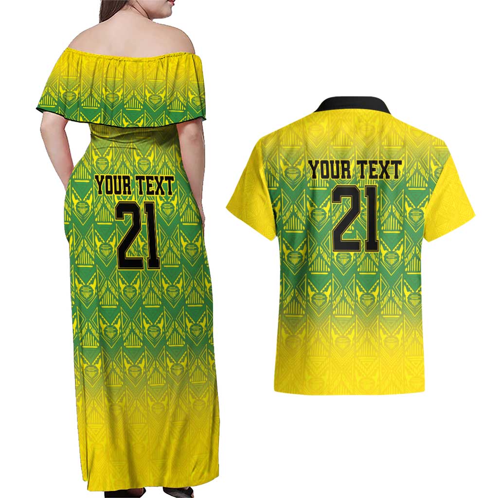 Custom Jamaica Reggae Boyz Couples Matching Off Shoulder Maxi Dress and Hawaiian Shirt With Traditional Pattern LT9 - Wonder Print Shop