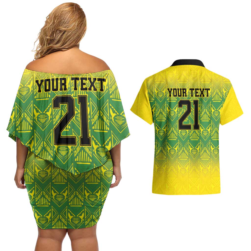 Custom Jamaica Reggae Boyz Couples Matching Off Shoulder Short Dress and Hawaiian Shirt With Traditional Pattern LT9 - Wonder Print Shop