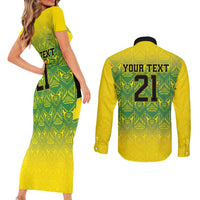 Custom Jamaica Reggae Boyz Couples Matching Short Sleeve Bodycon Dress and Long Sleeve Button Shirt With Traditional Pattern LT9 - Wonder Print Shop
