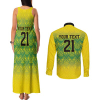 Custom Jamaica Reggae Boyz Couples Matching Tank Maxi Dress and Long Sleeve Button Shirt With Traditional Pattern LT9 - Wonder Print Shop