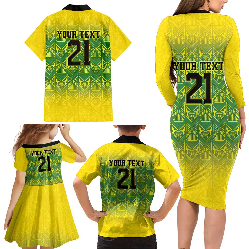 Custom Jamaica Reggae Boyz Family Matching Long Sleeve Bodycon Dress and Hawaiian Shirt With Traditional Pattern LT9 - Wonder Print Shop