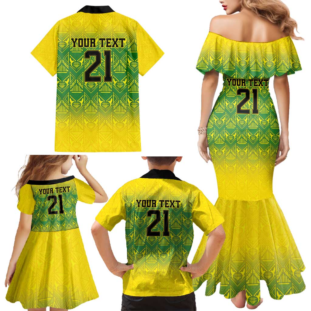 Custom Jamaica Reggae Boyz Family Matching Mermaid Dress and Hawaiian Shirt With Traditional Pattern LT9 - Wonder Print Shop