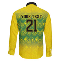 Custom Jamaica Reggae Boyz Family Matching Off The Shoulder Long Sleeve Dress and Hawaiian Shirt With Traditional Pattern - Wonder Print Shop